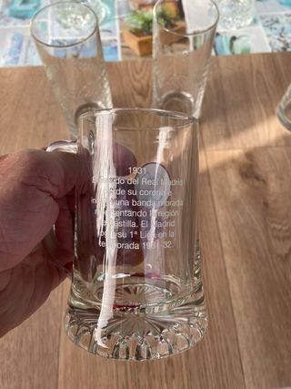 3 Jarras y 3 Vasos de Vidrio Grabados
