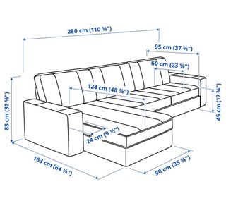Sofá Kivik 3 plazas chaise longue gris