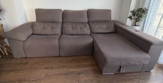 Sofá chaise longue 3 plazas eléctrico gris