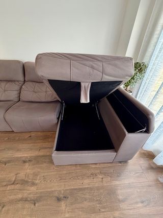 Sofá chaise longue 3 plazas eléctrico gris