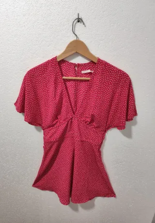 Mono corto Zara lunares rosa Talla S