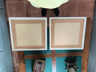 Set di 2 quadri decorativi beige e bianco