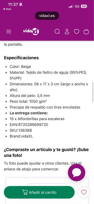 Alfombrillas Escalera Adhesivas Beige 15 uds