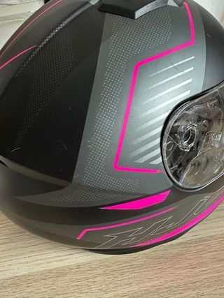 Casco Moto HJC Negro y Rosa