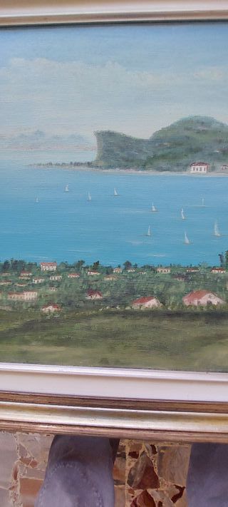 Dipinto Vintage olio Tela Firmato, G Isolan, Lago