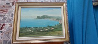 Dipinto Vintage olio Tela Firmato, G Isolan, Lago