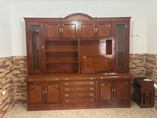 Mueble de salón antiguo madera y cristal