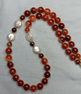 Collana corniola e perle