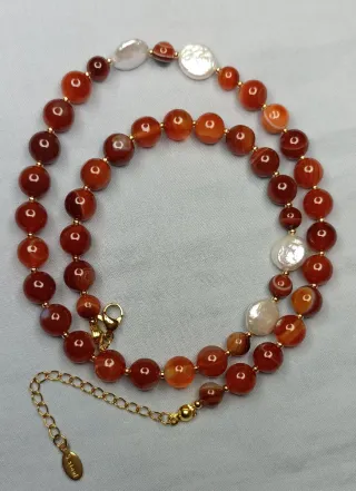 Collana corniola e perle