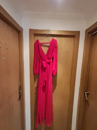 Vestido fiesta largo rosa/rojo