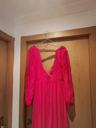 Vestido fiesta largo rosa/rojo