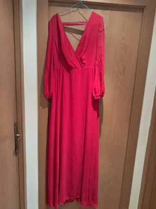 Vestido fiesta largo rosa/rojo