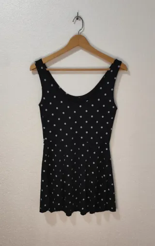 Vestido Pagaone Negro Lunares Talla S