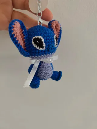 Llavero Stitch Crochet Azul.Nuevo
