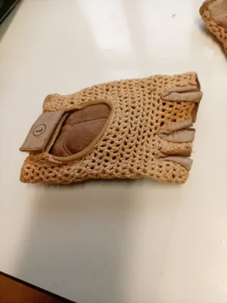 Guantes de cuero y crochet talla L