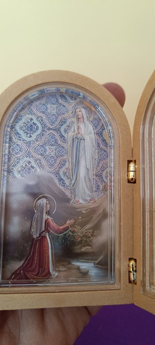 Dittico Ricordo di Lourdes con preghiera, Plastica