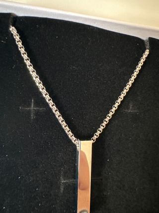Collar Plata Barra Negra Nuevo Caja