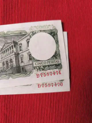 Pareja Billetes 5 Pesetas 1954 SC