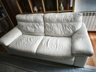 Sofá de Piel Blanco 3 Plazas