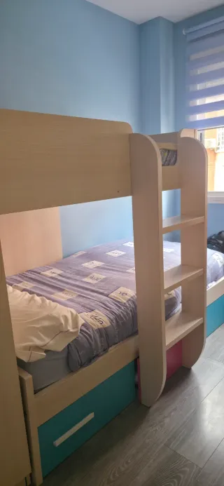 Dormitorio juvenil litera con cajones