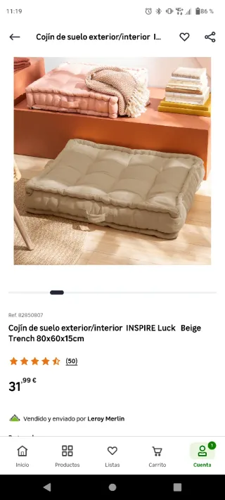 3 Cojines Exterior Leroy Merlin Beige impermeables