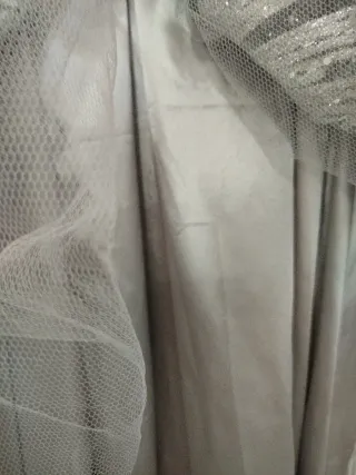 Vestido de gala largo plateado lentejuelas