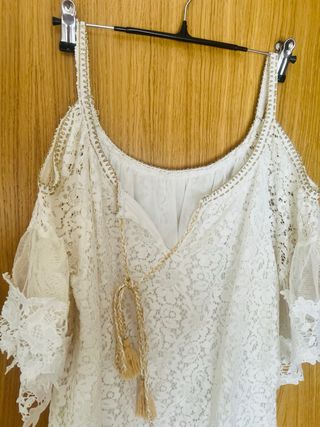 Blusa de encaje blanco talla única