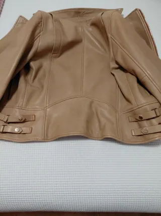 Cazadora Piel Massimo Dutti Beige Talla S