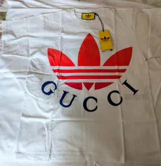 T-shirt Gucci Adidas Logo Bianca
