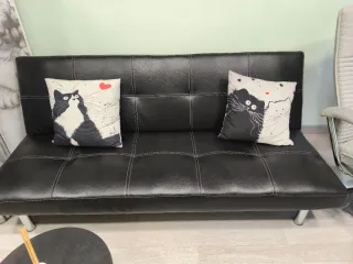 Sofá Cama Piel Negro