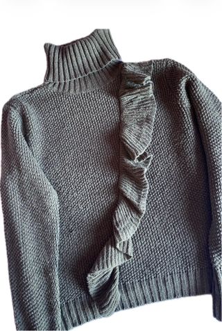 Jersey Only cuello alto con volantes verde