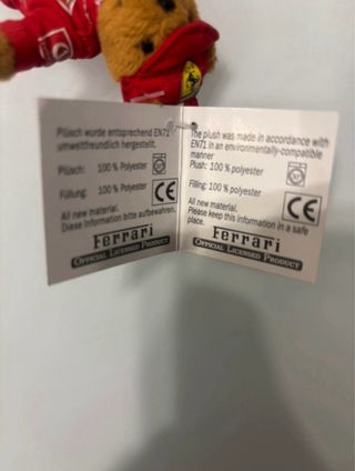 Peluche Teddy Bear Ferrari con cartellino