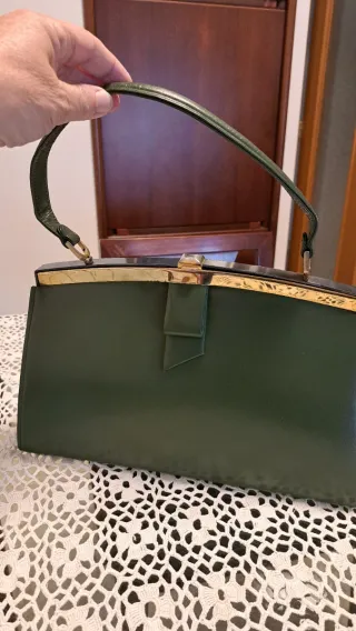 Bolso vintage piel verde "kelly stile"