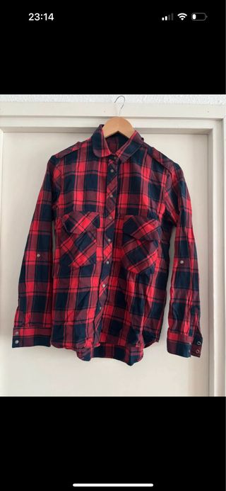 Camisa Zara cuadros roja y negra