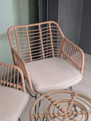 Conjunto Terraza imitación ratán.