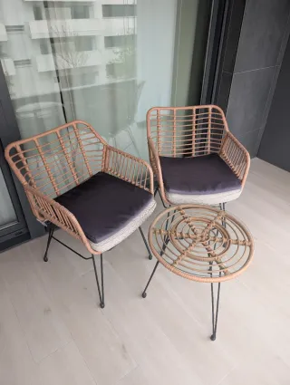 Conjunto Terraza imitación ratán.