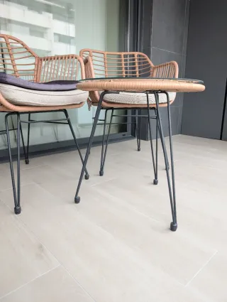 Conjunto Terraza imitación ratán.