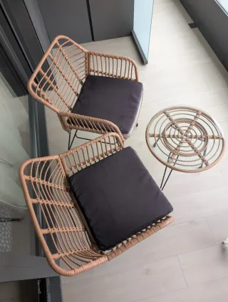 Conjunto Terraza imitación ratán.