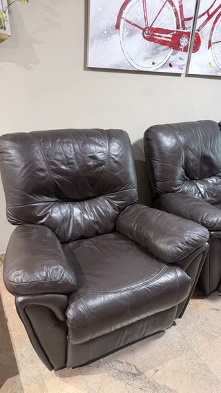 Sofá 3 plazas + 2 sillones piel auténtica y RELAX