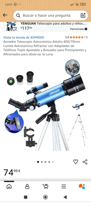 Telescopio F400 70M con trípode