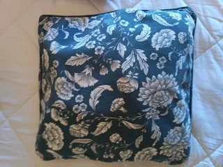Fundas Cojín Estampado Floral Azul Blanco