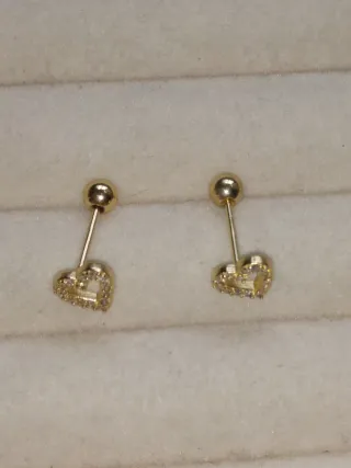 Pendientes Corazón con Circonitas plata bañada oro