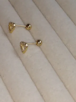 Pendientes Corazón con Circonitas plata bañada oro