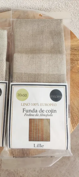 2 Fundas Cojín Lino Beige 45x45 y 30x50 NUEVAS