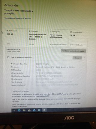 Ordenador Dual-Core E5300 2.6GHz 8GB SSD 240GB