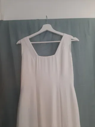 Vestido Flamenca Blanco Talla 36-38.  Vaporoso