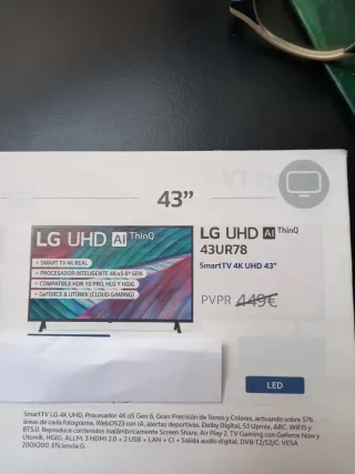 LG UHD 4K TV 43 43UR78 - Sin estrenar