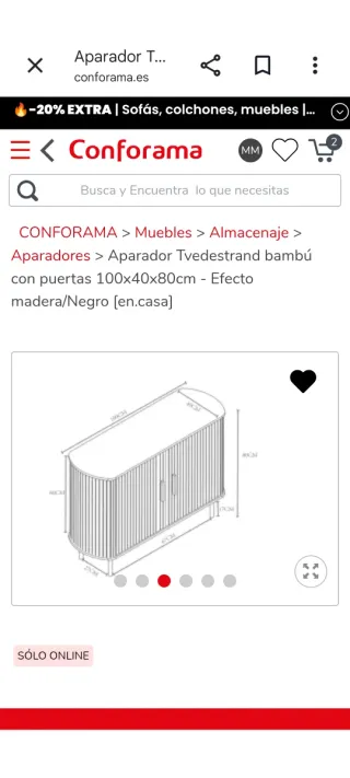 Aparador de salón Conforama bambú, está embalado.