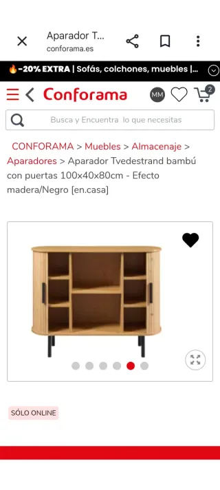 Aparador de salón Conforama bambú, está embalado.
