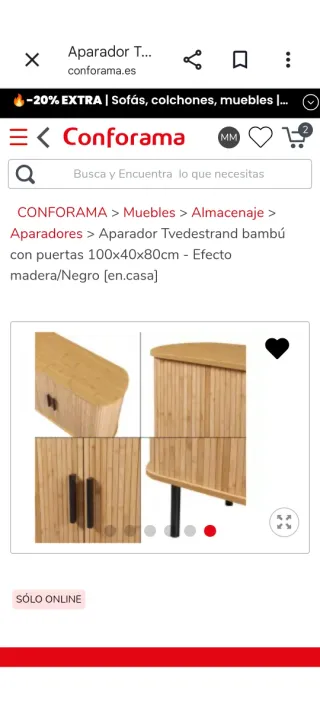 Aparador de salón Conforama bambú, está embalado.